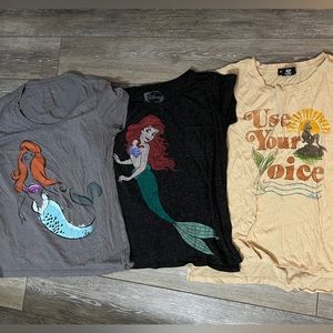 Bundle of 3 Ariel The Little Mermaid Disney T-shirts